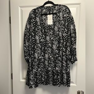 NWT! Zara drop waist black floral long sleeve dress